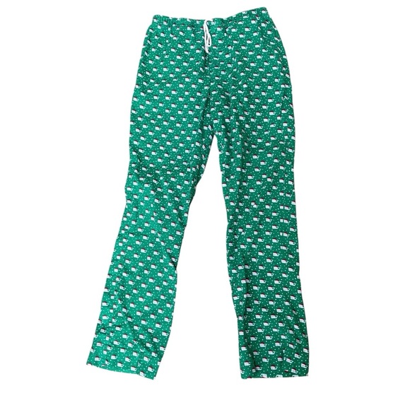 Vineyard Vines Men’s Small Pajama Bottoms Green Santa Hat Cotton Drawstring - Picture 3 of 8